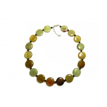 Green and Brown Jade Beaded Necklace Green and Brown Jade Beaded Necklace